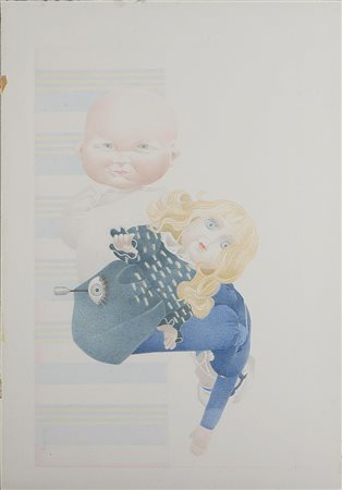 ANONIMO Senza titolo. matita e pastello. Cm 50x70. Fima illeggibile in basso...