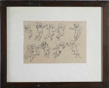 MASCIONI Putti, 1997. China e matita su carta. Cm 20x29,5. Firma e data in...