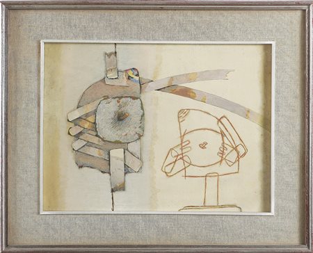 POZZI GIANCARLO (n. 1938) I mangiatori di mele, 1976. Tecnica mista su carta...