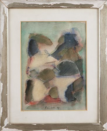 LEDDI PIERO (n. 1930) Senza titolo, 1969. Olio su carta. Cm 40x30. Firma e...