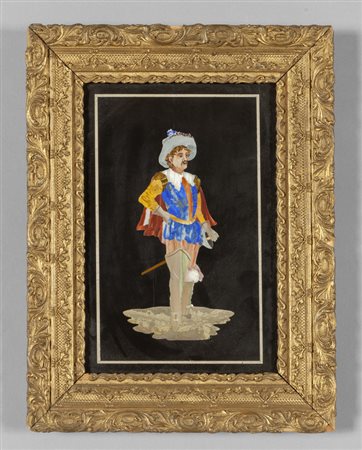 Moschettiere, commesso in pietre dure, cornice in 