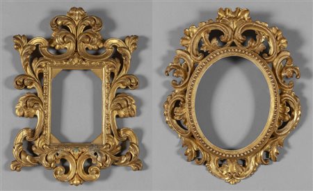 Due cornici in legno intagliato e dorato 