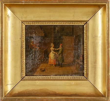 Scuola fiamminga sec.XVIII "Interno di cucina" 