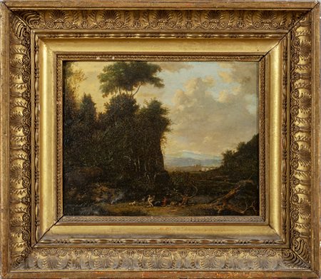 Scuola francese inizi sec.XIX "Paesaggio con 