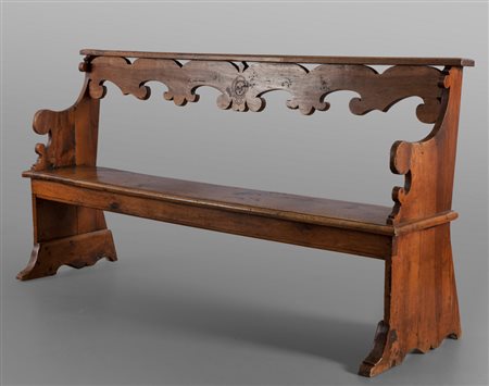 Panca Luigi XIV in noce intagliato 