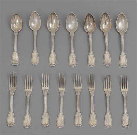 Sette cucchiai e otto forchette in argento, 