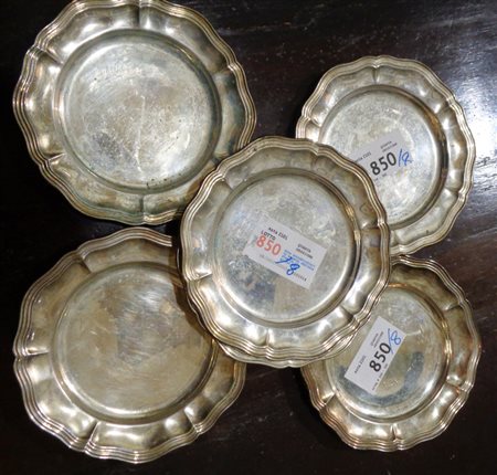 Otto sottobicchieri in argento 