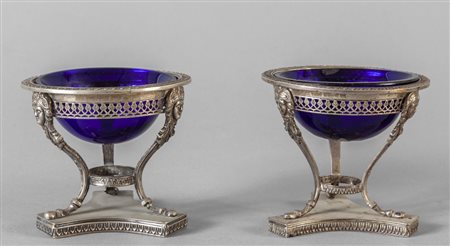 Coppia di salierine in argento, 