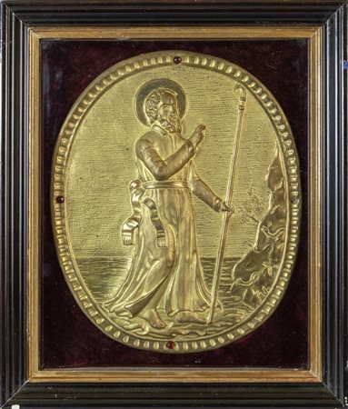 San Giulio d'Orta, placca in metallo dorato, 