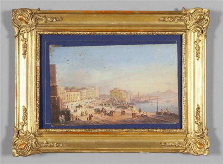 Scuola napoletana sec.XIX "Veduta di Napoli" 