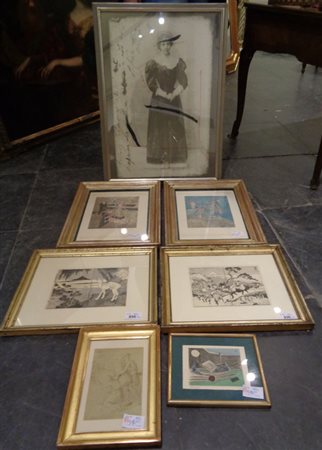 Sette stampe di varie forme e misure