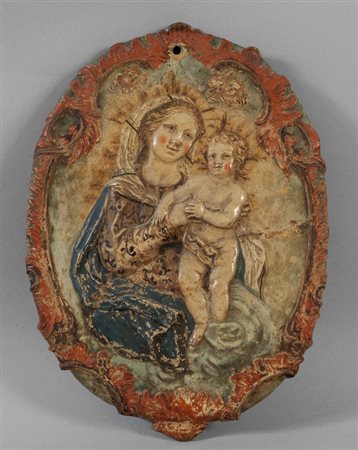 Madonna con Bambino, placca in alabastro<br>cm. 