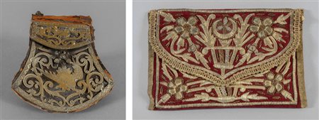 Due borsette ricamate con fili d'oro e d'argento, 