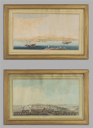 Vedute di Malta, coppia di stampe 