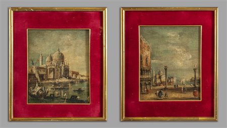 "Vedute di Venezie" coppia di olii, 
