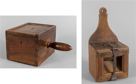 Due elemosinieri in noce, sec.XVIII/XIX