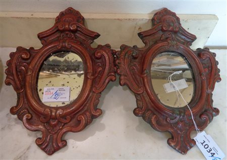 Coppia di specchierine in rame, sec.XIX<br>cm. 