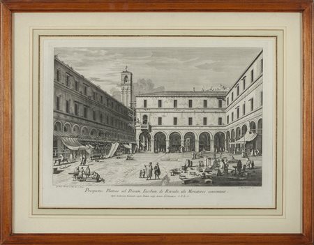 Johannes Battista Brustolon "Piazza con mercanti" 