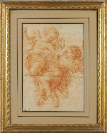 Scuola genovese sec.XVII "Due putti con perle" 