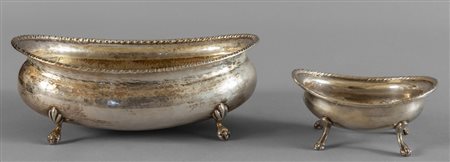 Due coppe in argento, sec.XIX <br>cm.20x15xh.8 e 