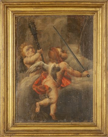 Scuola italiana sec.XVIII "Angioletti con simboli 