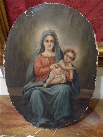 Dipinto ovale a doppia faccia: da una parte 