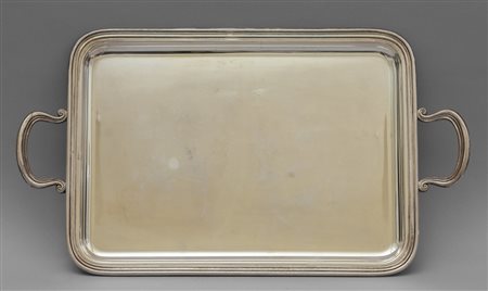Vassoio rettangolare in argento con 