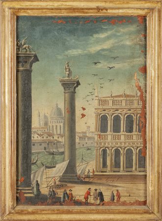 Scuola veneta sec.XVIII "Veduta di Venezia" olio, 