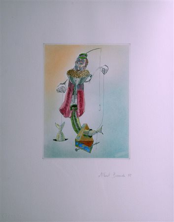 BARREDA ALBERT Barcellona (Spagna) 1945 Composizione China e acquarello su...