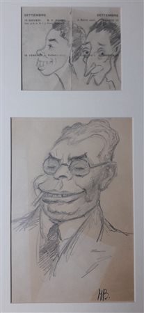 BETTINELLI MARIO Milano (22/07/1880) 1953 Caricature 1944 Matita su carta...