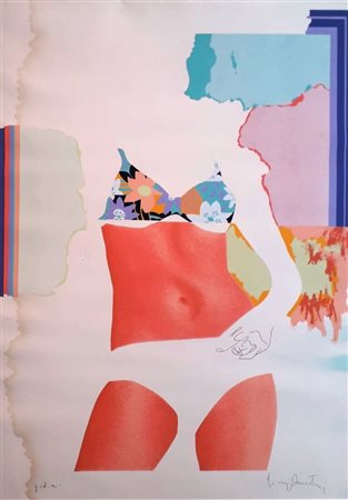 ALBERTINI GIORGIO Milano (Mi) 1930 Figura 1973 Litografia a colori es. prova...