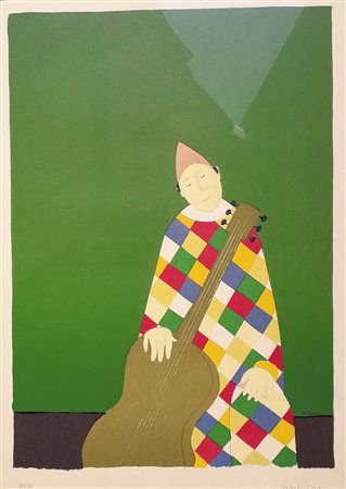 POZZI WALTER Bergamo (Bg) 1911 Arlecchino 1970 Litografia a colori es. 86/120...