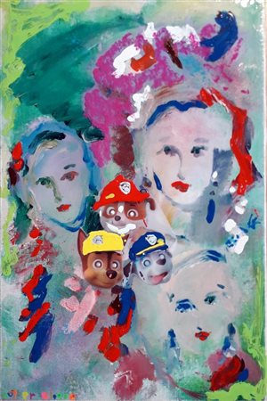 BLISSET LUTHER Milano (Mi) 1967 Tre cani 2018 Mista su tela+resina+collage...