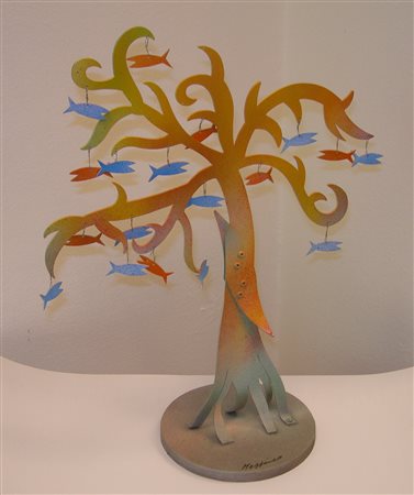 MESSINEO VITTORIO EMANUELE Milano (Mi) 1942 Pesci sugli alberi 1990 Metallo...