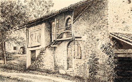 MARIO FOSSATI (1918-1999) - Passoni. Valserina. Rustico, 1991