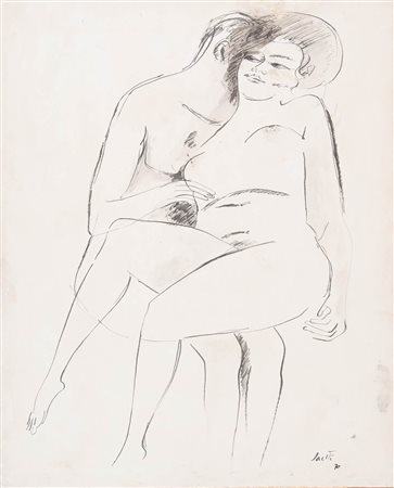 Bruno Saetti (Bologna 1902 - 1984), “L’abbraccio”, 1970.