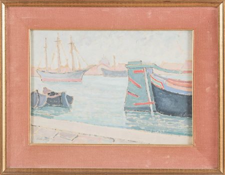 Carlo Stoppani (Pittore Bolognese del XIX secolo), “Barche in porto”.