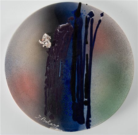 Italo Bolano (Portoferraio 1936 - Prato 2020), Piatto in ceramica con decorazione astratta