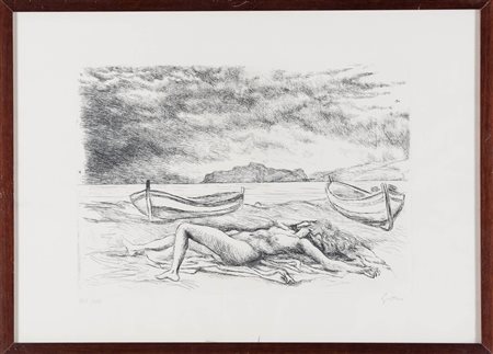 Renato Guttuso (Bagheria 1911 - Roma 1987), “Naufraga”.