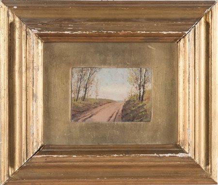 Silvestro Lega (Modigliana 1826 - Firenze 1895), attribuito a, “Strada di campagna”.