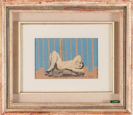 Carlo Corsi (Nizza 1879 - Bologna 1966), “Nudo sdraiato”, Anni ‘50.