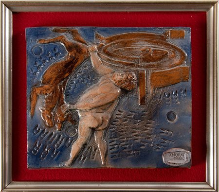 Angelo Biancini (Castel Bolognese 1911 - 1988), “Nerone uccide il cane a tre teste”, 1990.