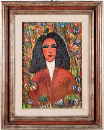 Livio Politi (Pittore Naif del XX secolo), “L’Amazzone/L’Etiope”, 1973.