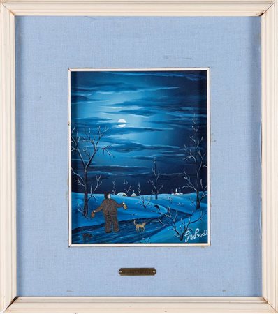 Giuseppe Lodi (Pittore Naif del XX secolo), “Cantando alla luna”.