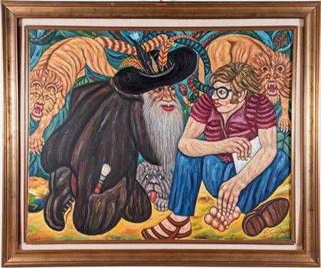Dino Grandi (Pittore Naif del XX secolo), “Il primo incontro”.
