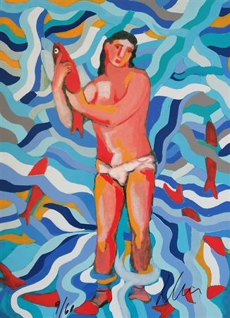 Sandro Chia “Figura con pesce”