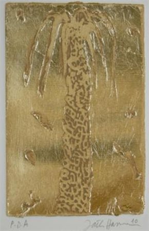 FATHI HASSAN Palma, 2010 Acquatinta con foglia oro cm 13x12 su carta cm 39,5x30