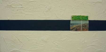 ALFREDO SAINO Cinema Scheveninghen, 2000 Acrilico e cartolina cm 40x80