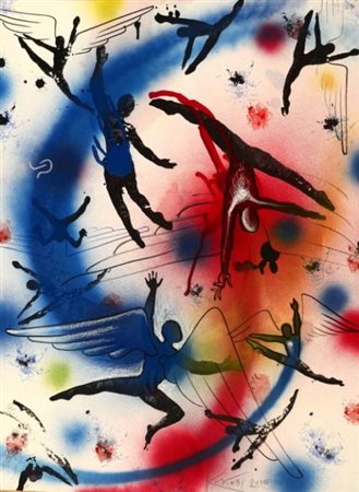 MARK KOSTABI Danza estatica, 2010 Tecnica mista su carta cm 76x56