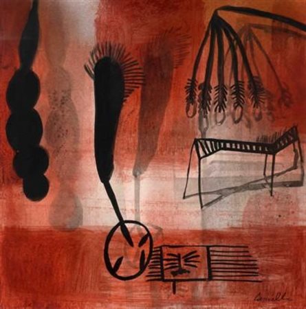 ANGELO CASCIELLO Nel tempio rosso, 2010 Tecnica mista su cartoncino cm 30x30